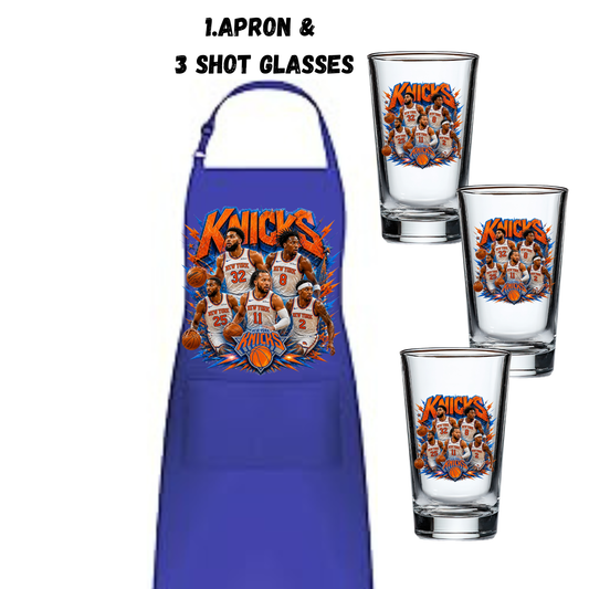 Apron & 3 shot glasses