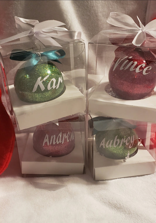 Personalize Glitter Christmas Bulb (MOQ #4)