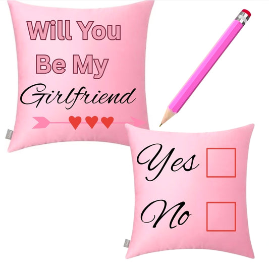 Will you be my girlfriend pillow & pencil